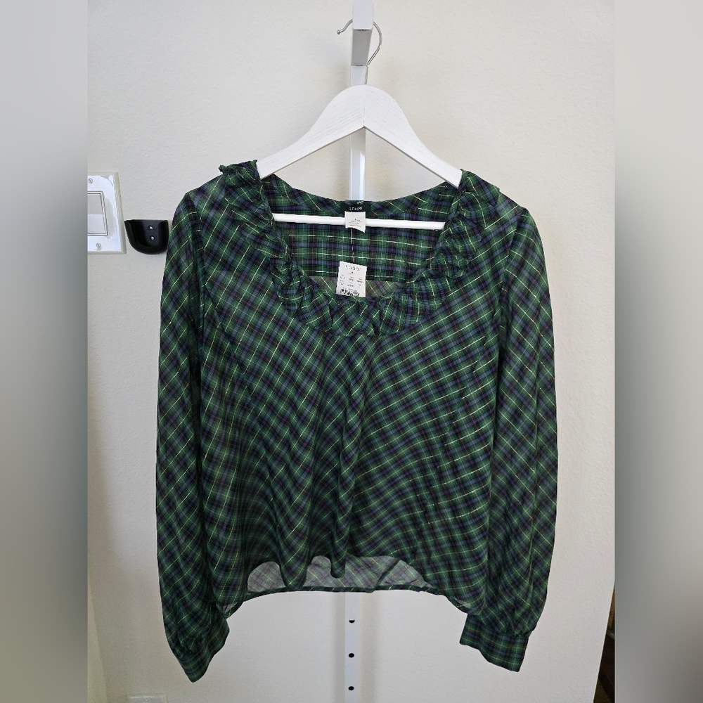 NWT J.Crew Scoopneck Plaid Blouse